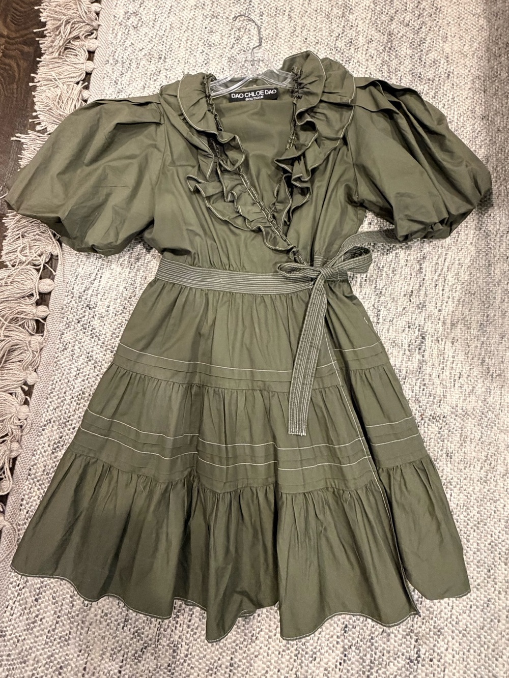 Dao Chloe Dao Ruffle Wrap Dress, Olive Green